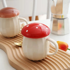 Cute Mushroom Cup With Lid Ceramics Coffee Mug - The Piety Shop