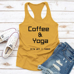 Repeat Coffee, Yoga, Wine: Women's Funny Racerback Tank for Gym and Summer Workouts - The Piety Shop