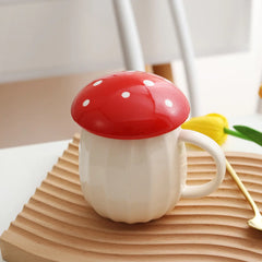 Cute Mushroom Cup With Lid Ceramics Coffee Mug - The Piety Shop