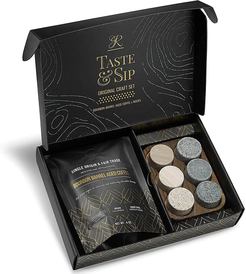 The Gourmet Gift Set - Whiskey Stones & Bourbon Barrel Aged Coffee - The Piety Shop