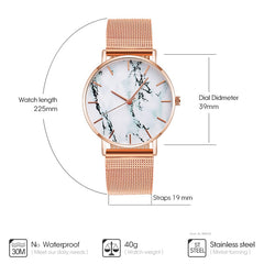 Fashion Rose Gold Mesh Band Creative Marble Female Wrist Watch Luxury Women Quartz Watches Gifts Relogio Feminino Drop Shipping - The Piety Shop