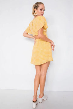 Yellow V-neck Open Back Mini Chic Sundress /3-2-1 - The Piety Shop