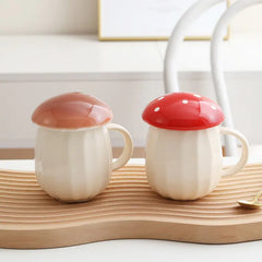 Cute Mushroom Cup With Lid Ceramics Coffee Mug - The Piety Shop