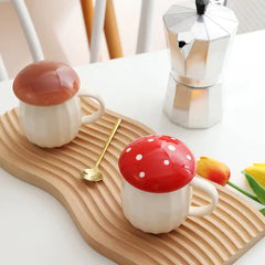 Cute Mushroom Cup With Lid Ceramics Coffee Mug - The Piety Shop