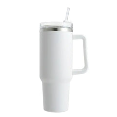 Stainless Steel Insulated Coffee Thermos with Handle and Straw - The Piety Shop