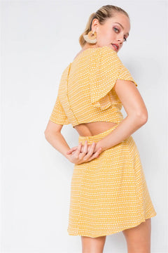 Yellow V-neck Open Back Mini Chic Sundress /4-2-1 - The Piety Shop