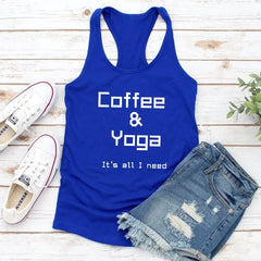 Repeat Coffee, Yoga, Wine: Women's Funny Racerback Tank for Gym and Summer Workouts - The Piety Shop