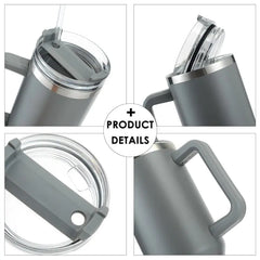 Stainless Steel Insulated Coffee Thermos with Handle and Straw - The Piety Shop