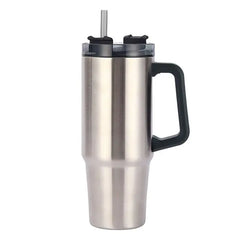 Stainless Steel Insulated Coffee Thermos with Handle and Straw - The Piety Shop