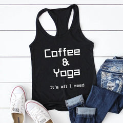 Repeat Coffee, Yoga, Wine: Women's Funny Racerback Tank for Gym and Summer Workouts - The Piety Shop