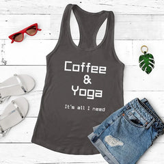 Repeat Coffee, Yoga, Wine: Women's Funny Racerback Tank for Gym and Summer Workouts - The Piety Shop