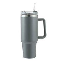 Stainless Steel Insulated Coffee Thermos with Handle and Straw - The Piety Shop