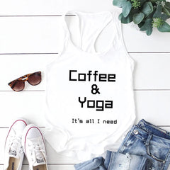 Repeat Coffee, Yoga, Wine: Women's Funny Racerback Tank for Gym and Summer Workouts - The Piety Shop